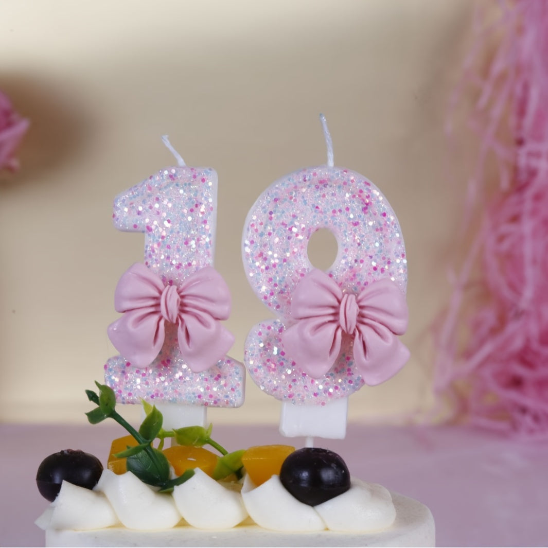 Pink Number 0-9 Birthday Candle for Girl's Cake Decorations