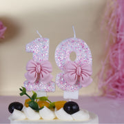 Pink Number 0-9 Birthday Candle for Girl's Cake Decorations