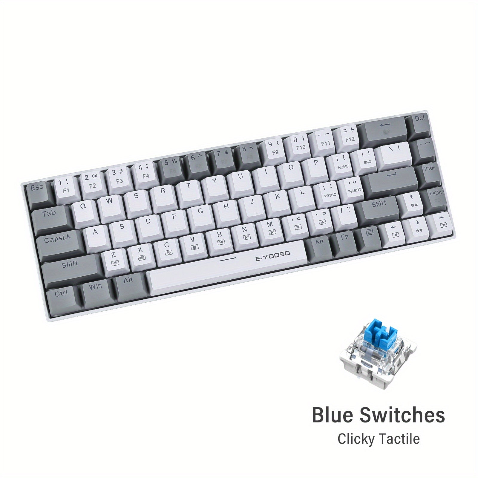 Teclado mecánico para juegos, 65 por ciento, retroiluminado, compacto, 68 teclas, ergonómico para Windows PC