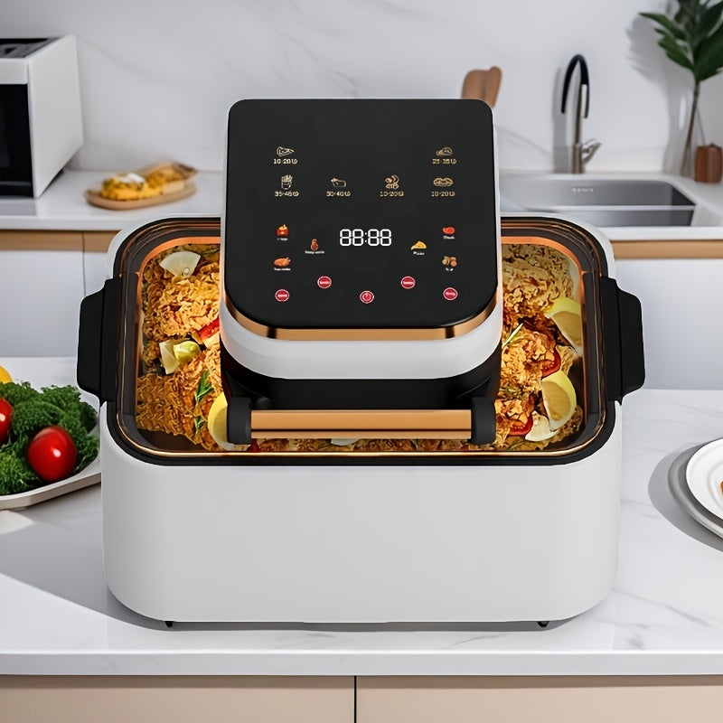 Horno digital eléctrico de 12L con asador, cocedor sin aceite, freidora de aire y tostadora