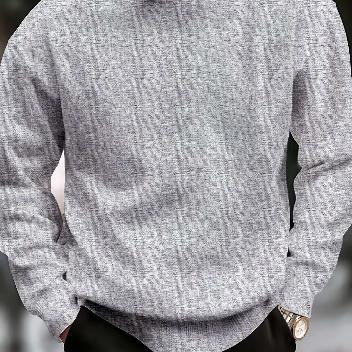 Suéter de cuello redondo con patrón geométrico para hombre, manga larga, ajuste regular, tejido de punto, para todas las estaciones