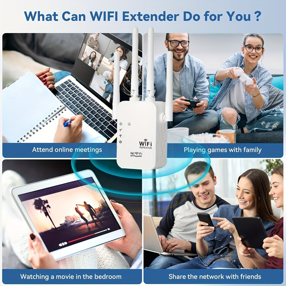 WiFi Extender 2.4G with 4 Antennas Ethernet Port Home Office Cafe Signal Booster