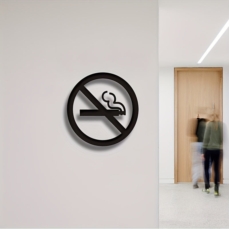Acrylic No Smoking Sign Black for Restaurants Malls Public Areas Door Mount