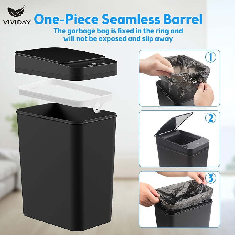10L Smart-Sensing Trash Can with Lid Touchless Operation for Home Office Bathroom