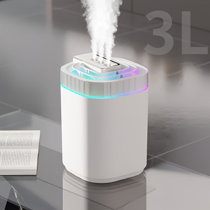 Large Capacity Desktop Humidifier with 3 Nozzles, Adjustable Fog Output