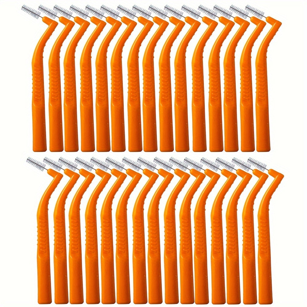 30 Pcs Angled Interdental Brushes Durable PE Ergonomic Handle Multi-Color