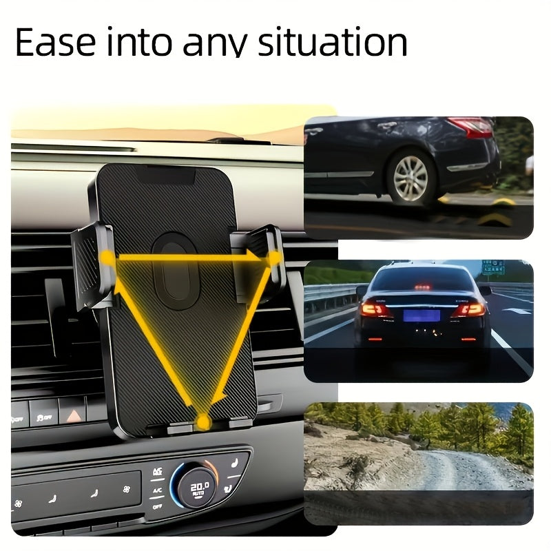 Car Air Vent Phone Holder ABS Square Wall Mount Waterproof 10-17.8cm Black