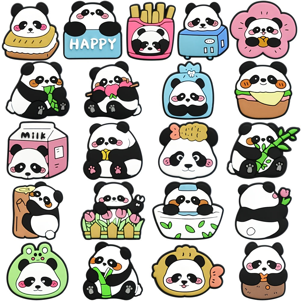 Unisex PVC Panda Shoe Charms Set, Black Eye Animal Shoe Accessories