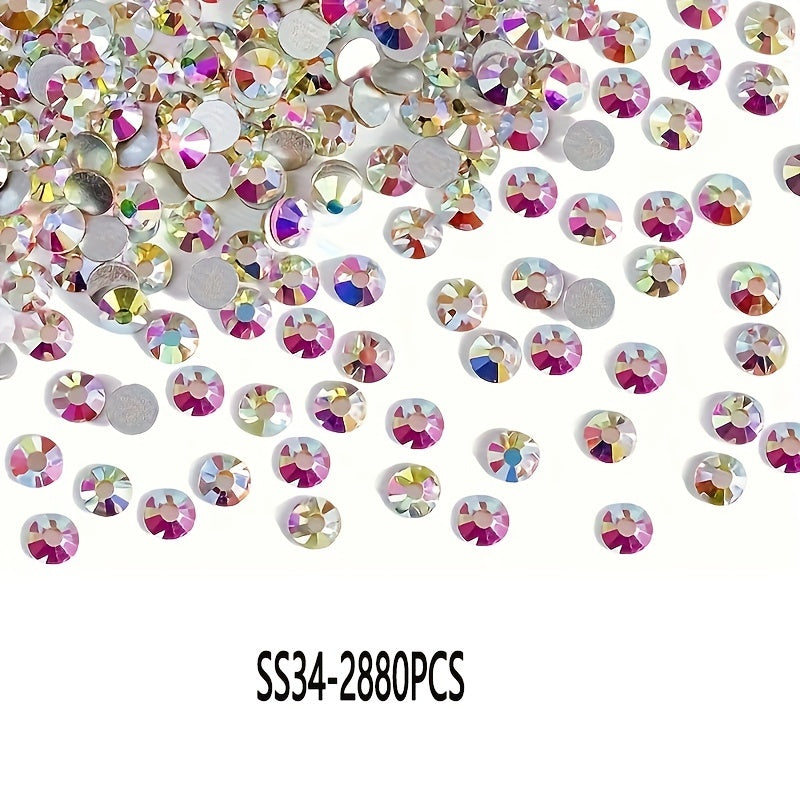 14400 Shisha Kristalli Flatback Rhinestones uchun Tirnoq San'ati, kiyim-kechak, poyabzal, sumkalar SS3 dan SS34 gacha