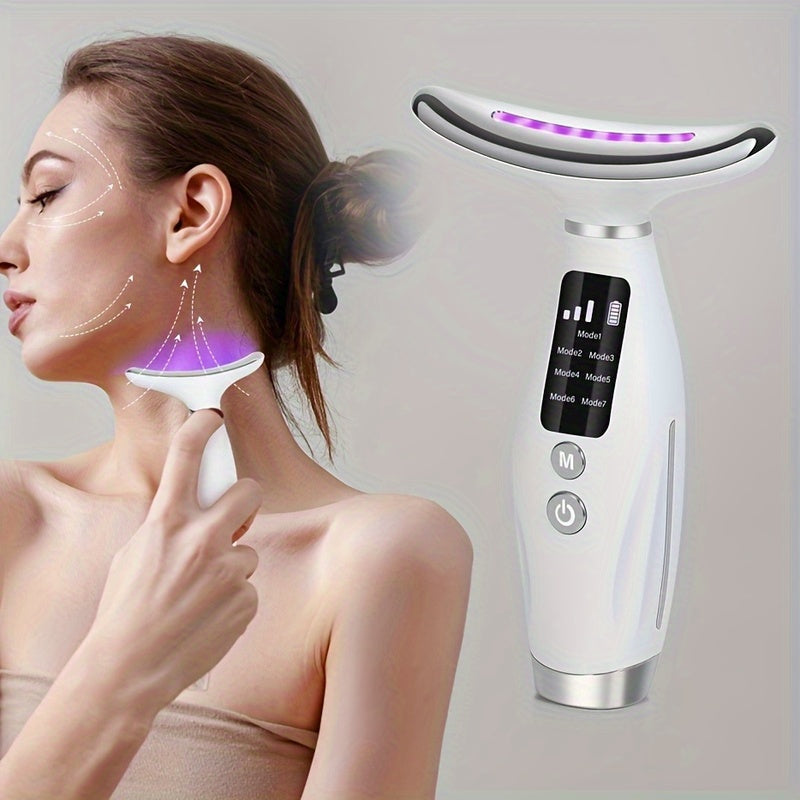 Rechargeable Facial and Neck Massager for Women with 7 Modes USB Charging Ergonomic Design