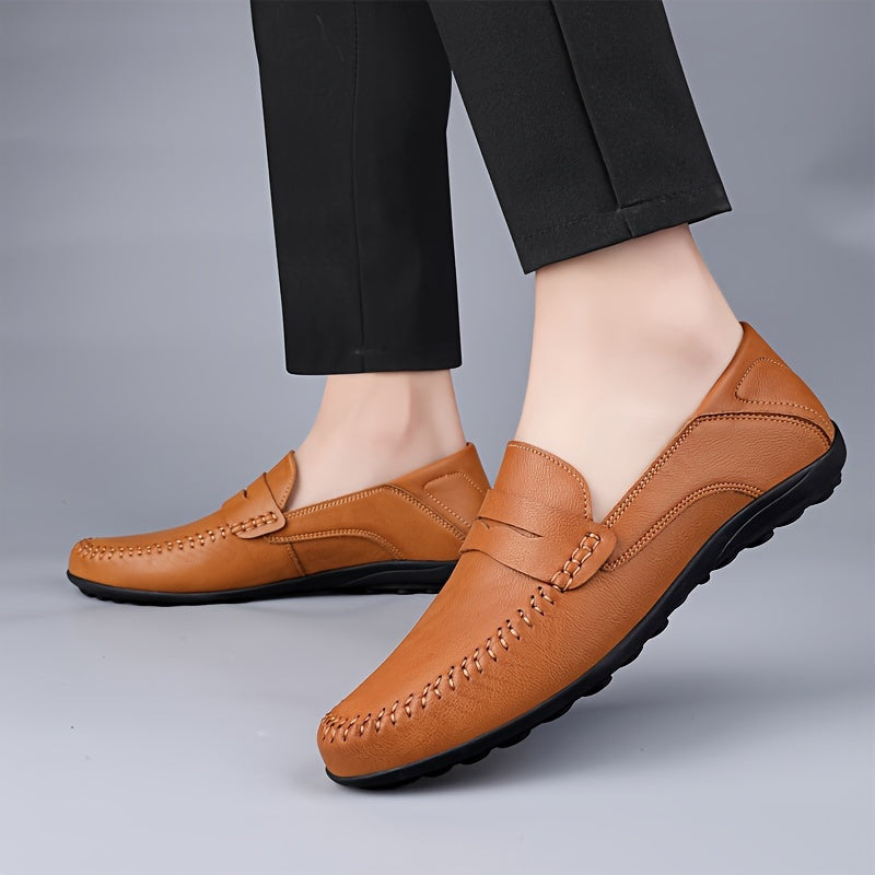 Мужские лоферы однотонные повседневные на резиновой подошве для весны и лета