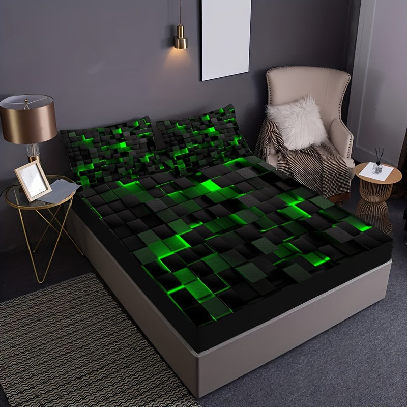 2 ta qizil tarmoq 3D vizual geometriya san'ati mos keladigan to'shakka yostiq bilan to'plam