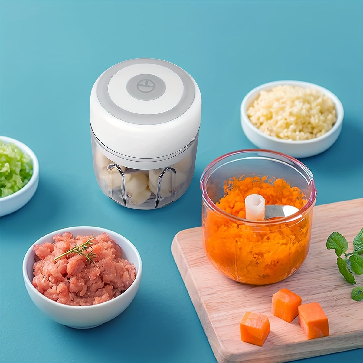 Mini Food Chopper Electric Portable Vegetable Dicer 250ml Wireless One-Touch