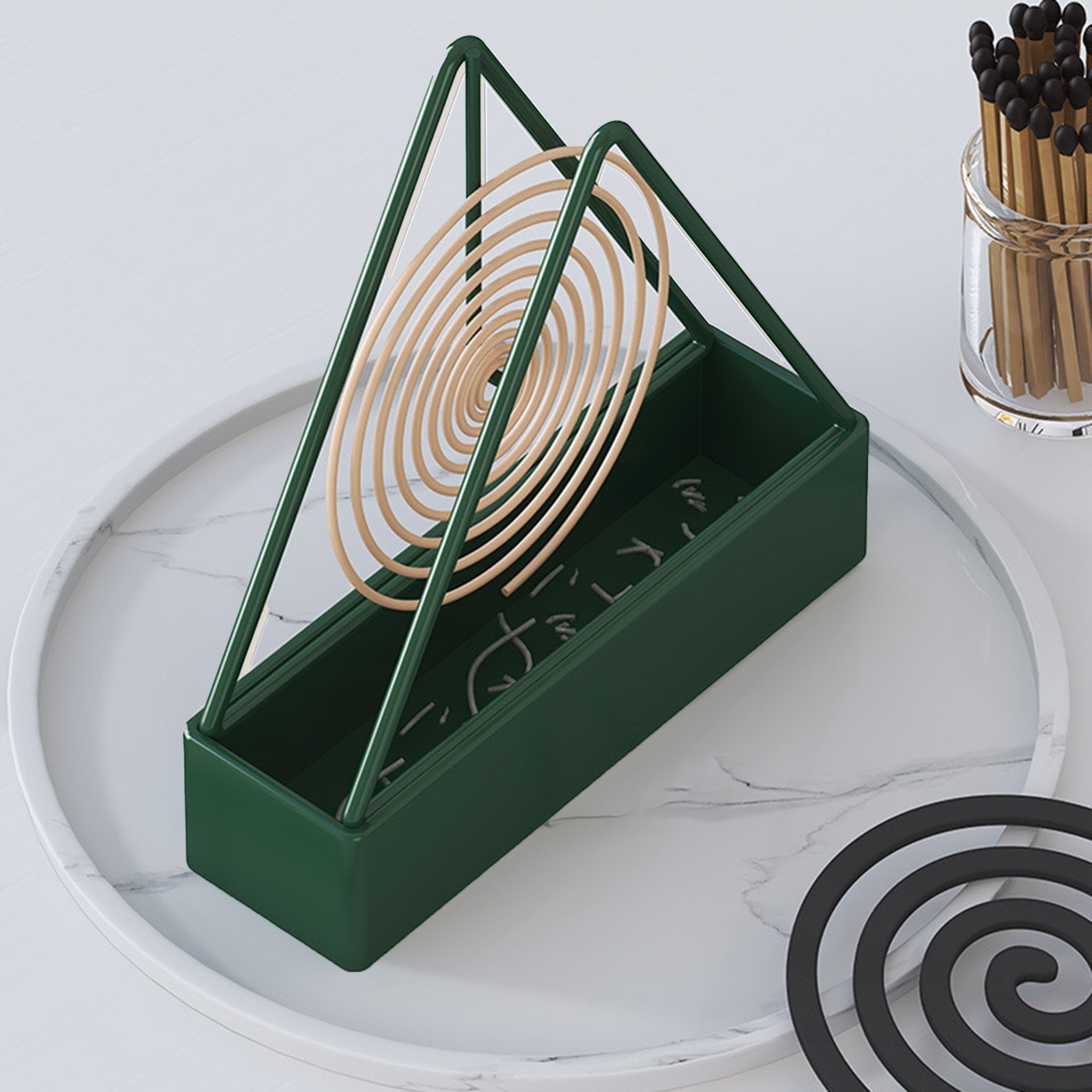 Iron Mosquito Coil Holder Tripod Design Incense Burner for Sandalwood Black