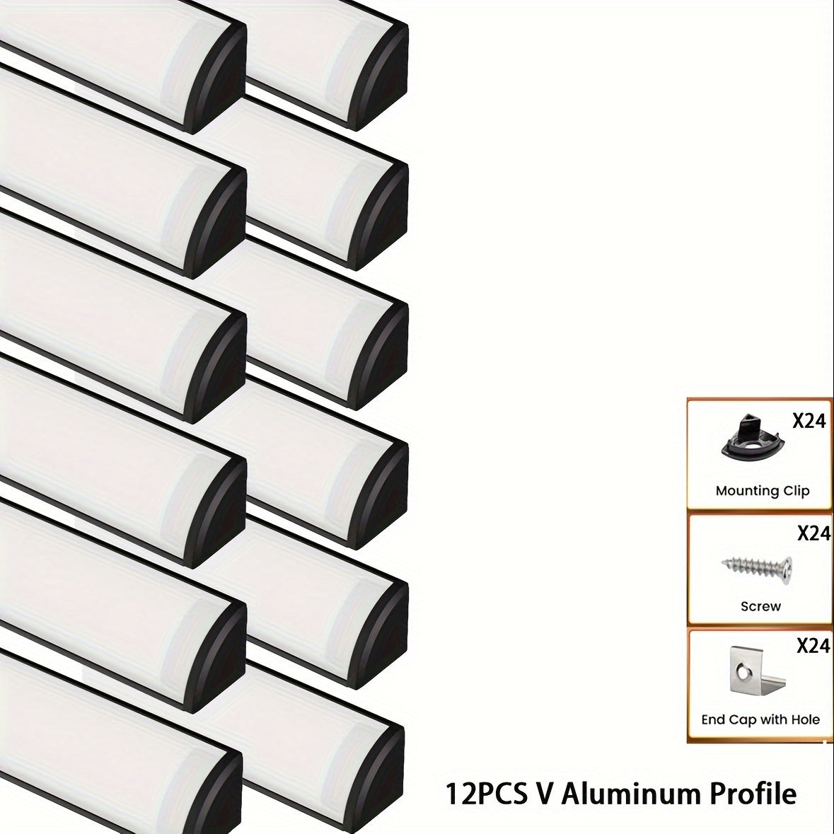 12-Pack LED Channel System with Cover for 10mm and 12mm Strip Lights Includes Diffuser and Hardware