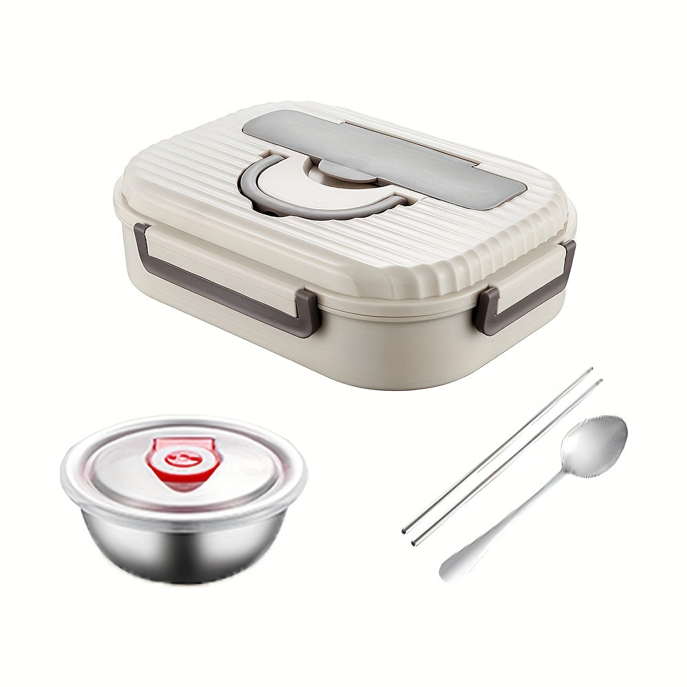 Stainless steel lunch box with compartments microwave water safe includes soup bowls utensils