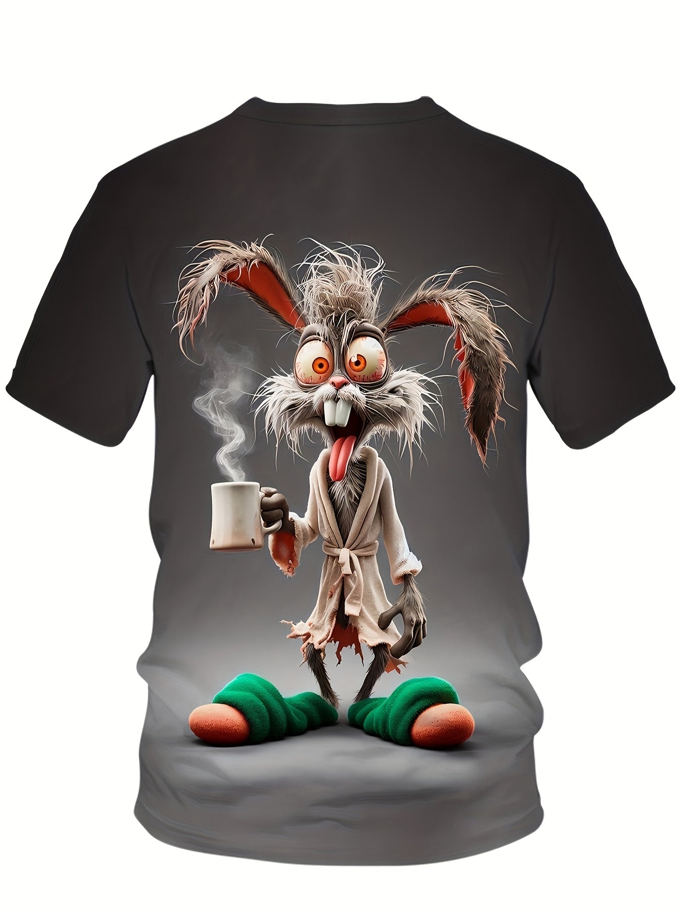 Мужская футболка большого размера с забавным 3D-принтом кролика, полиэстеровая смесь, повседневная летняя уличная одежда