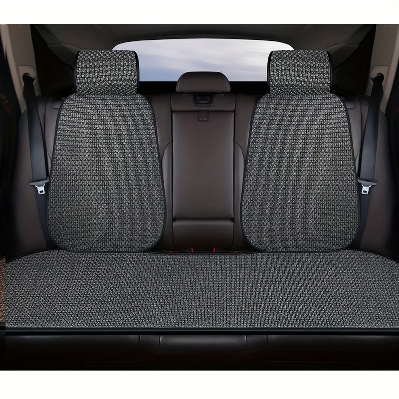 Conjunto de cojines para asiento de coche de lino transpirable, antideslizante, para todas las estaciones, universal
