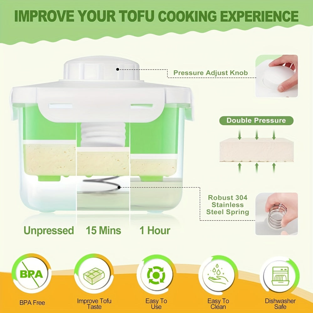 Moslashuvchan Tofu bosish, katta, idishga chidamli, tomchi qopqog'i, vegan taom tayyorlash