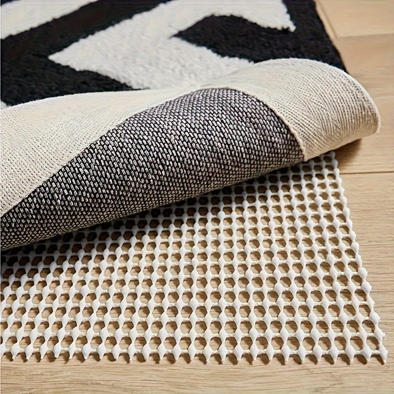 Beige PVC Non-Slip Rug Mat for Bedroom Living Room Kitchen Bathroom Indoor Use