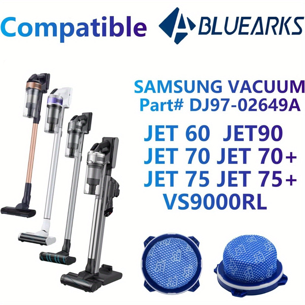 Juego de filtros de vacío compatible con aspiradoras Jet75 Plus Jet70 Jet65 Jet60 3 piezas