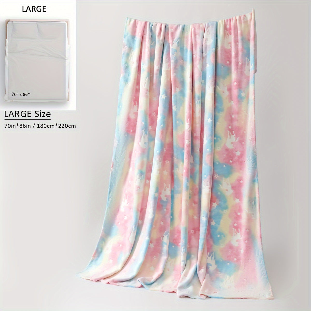 Glow in the Dark Flannel Fleece Blanket with Christmas Tree Print Cozy All-Season Home Decor