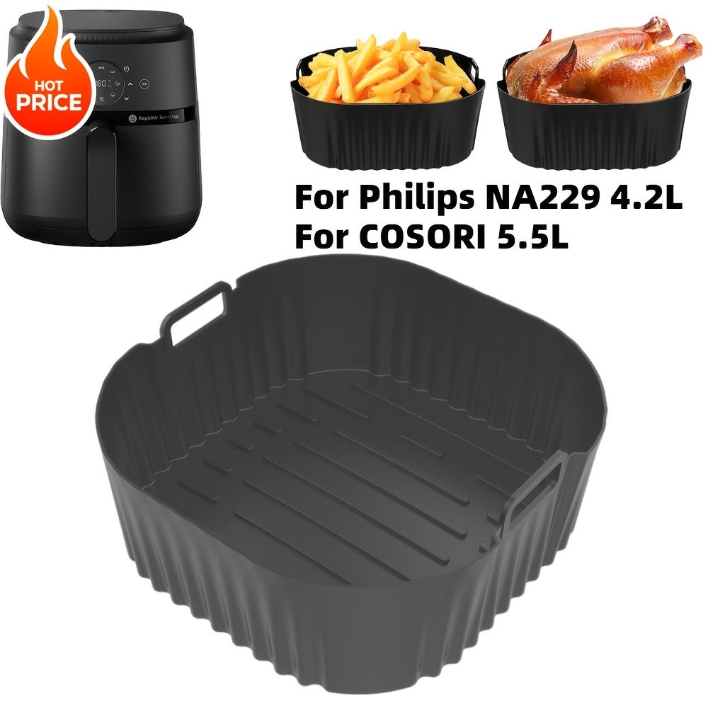20cm Qayta ishlatiladigan Silikon Havo Fryer Qoplamalari 4.2L va 5.5L Havo Fryerlar uchun, pech, mikroto'lqinli pech uchun xavfsiz, yopishmaydigan