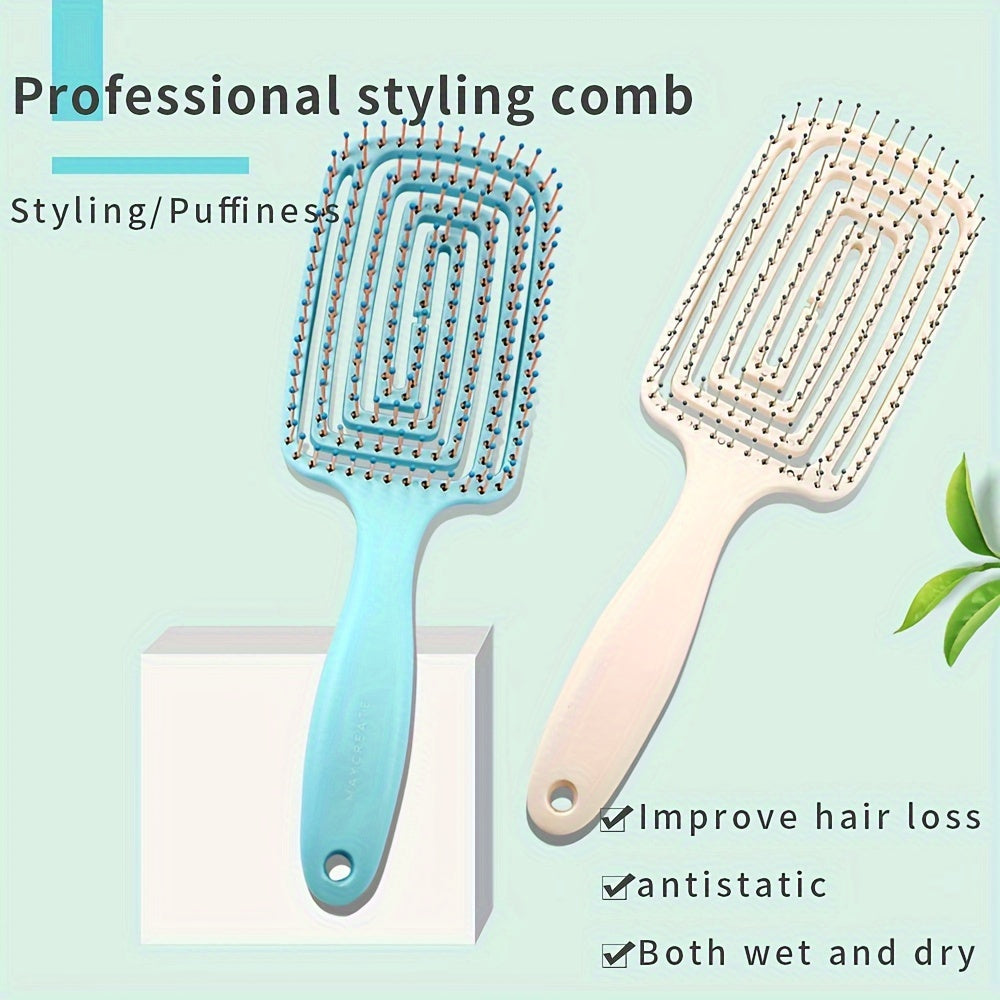 Set de peines desenredantes de cerdas de nylon con diseño hueco y forma de arco para el cuero cabelludo