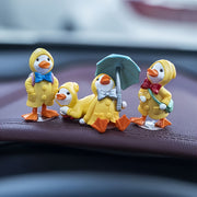 4Pcs Cute Duck Figurines Plastic Garden Decor Desktop Car Dashboard Accessories