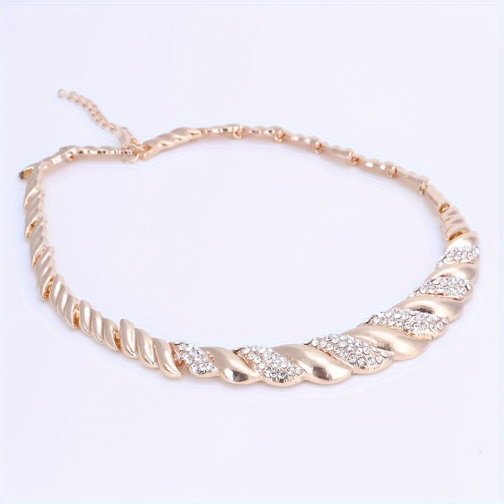 Jewelry Set Women Gold-Plated Artificial Crystal Middle Eastern Style Wedding Gift