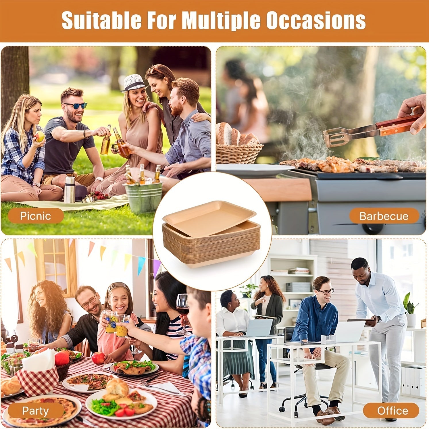 25 штук прочных одноразовых прямоугольных подносов для еды, изготовленных из компостируемой, очень большой бумаги. Идеально подходит для подачи раков, омаров и крабов на вечеринках, барбекю и вареных раков. Аксессуары включены.