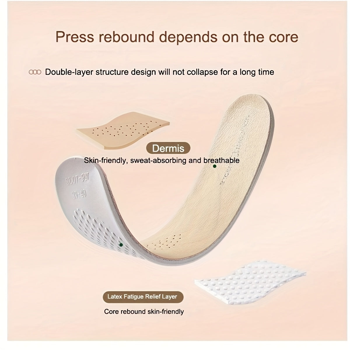 Men Women Faux Leather Sports Insoles Breathable Cushioned Support 2 Pack