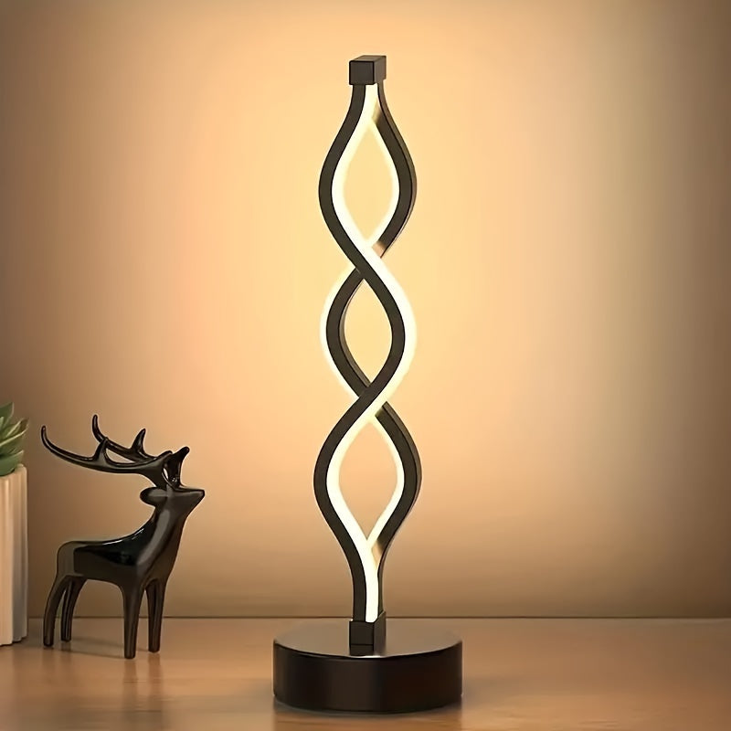 Modern 3-Color LED Table Lamp with Geometric Seaweed Design Dimmable USB Powered