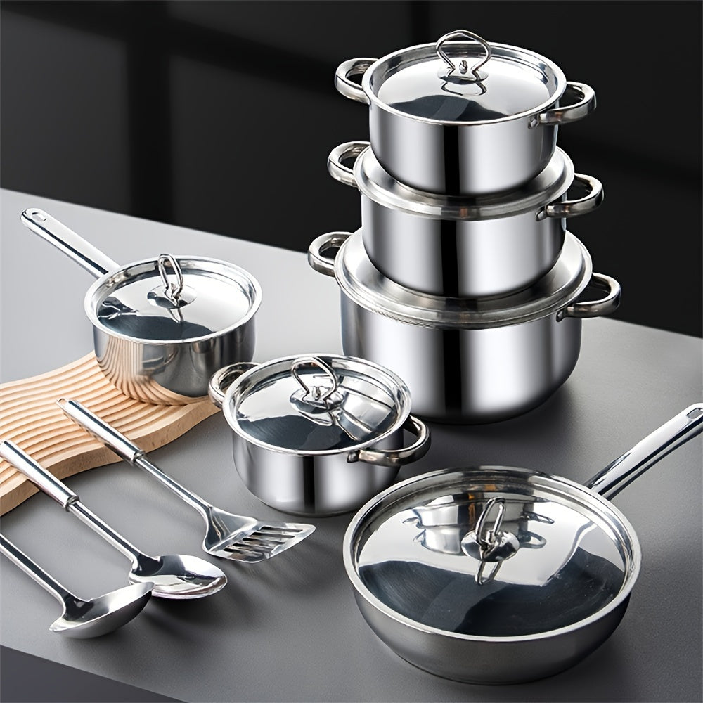 Set of 15 Non-Stick Cooking Pots with Handles and Lids