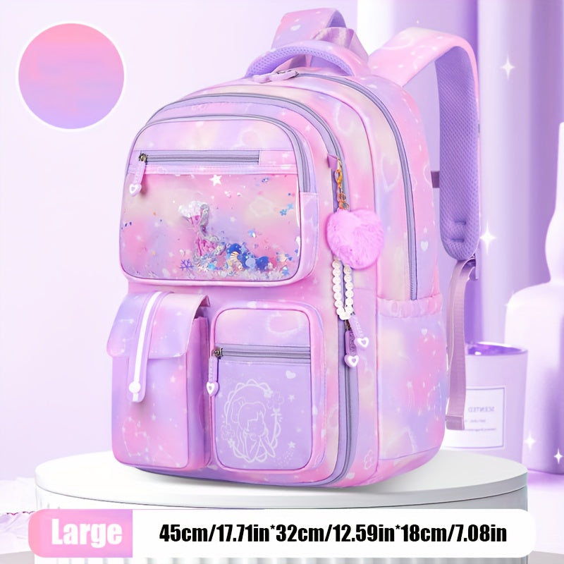 Kids' Water-Resistant Oxford School Backpack with Zipper and Adjustable Strap