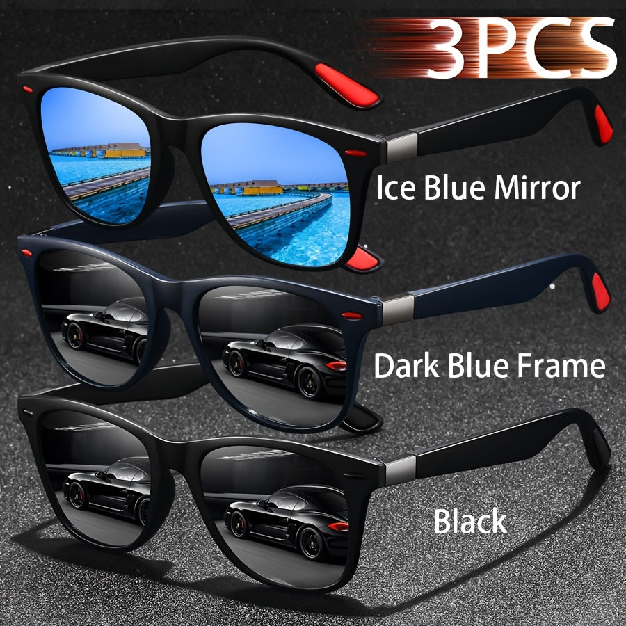 Unisex Vintage Square Glasses Full Rim Polycarbonate Frame Anti-Glare for Driving Hiking and Daily Use