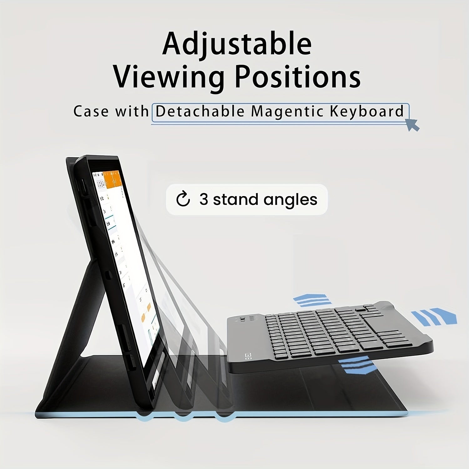 Кейс для клавиатуры с держателем для карандаша, съемная беспроводная клавиатура и 7 цветных подсветок, совместимый с iPad 11, 10.9, 10.5, 25.91 см, iPad 9-го/8-го/7-го поколения, iPad 10-го поколения 27.69 см, iPad