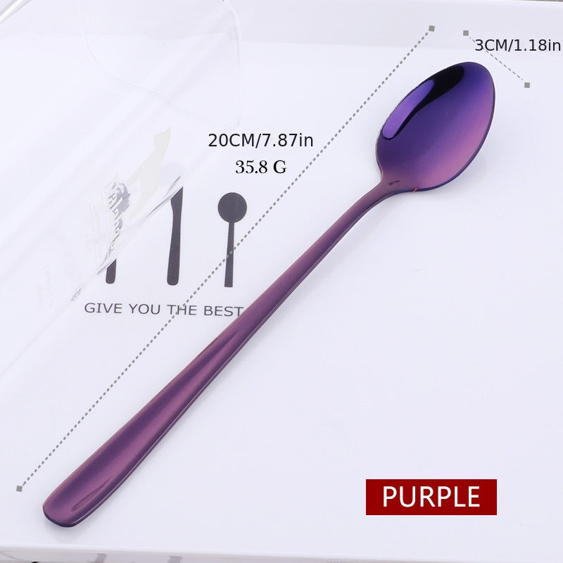 Long Handle Rainbow Ice Cream Spoon Stainless Steel Stirring and Mixing Tool