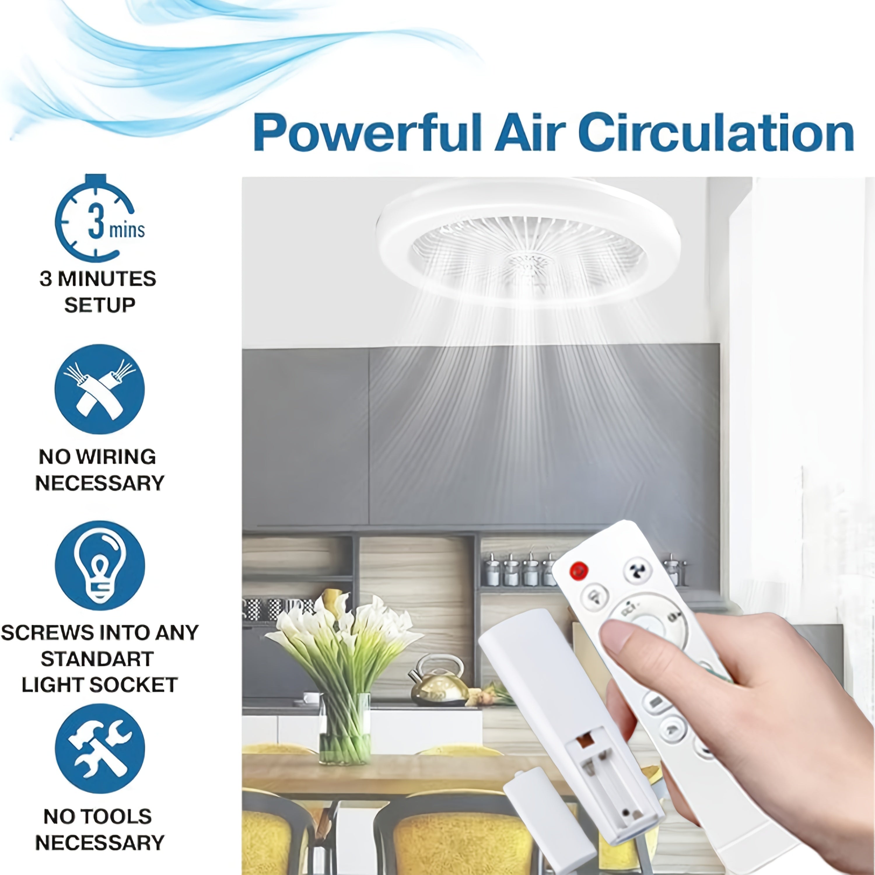 Вентилятор для потолка 10 дюймов с пультом дистанционного управления, регулируемым светодиодным освещением для небольших помещений