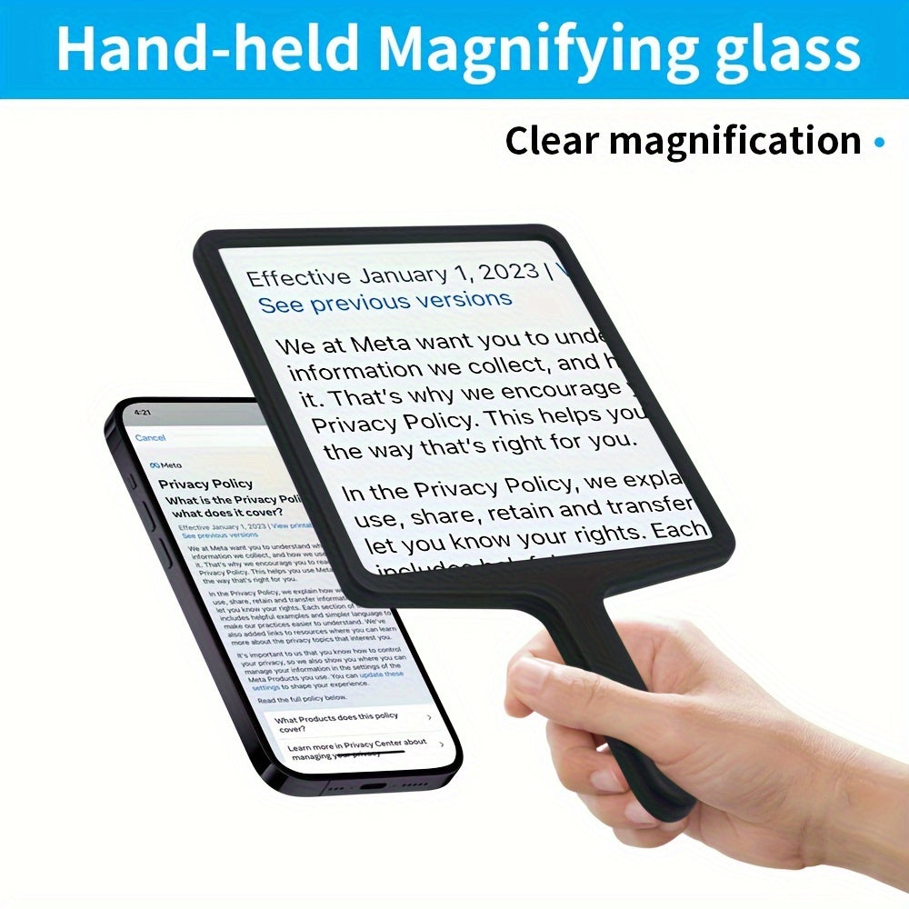 5x Flat Lens Pocket Magnifier No Battery Needed Handheld Jewelry Reading Gift