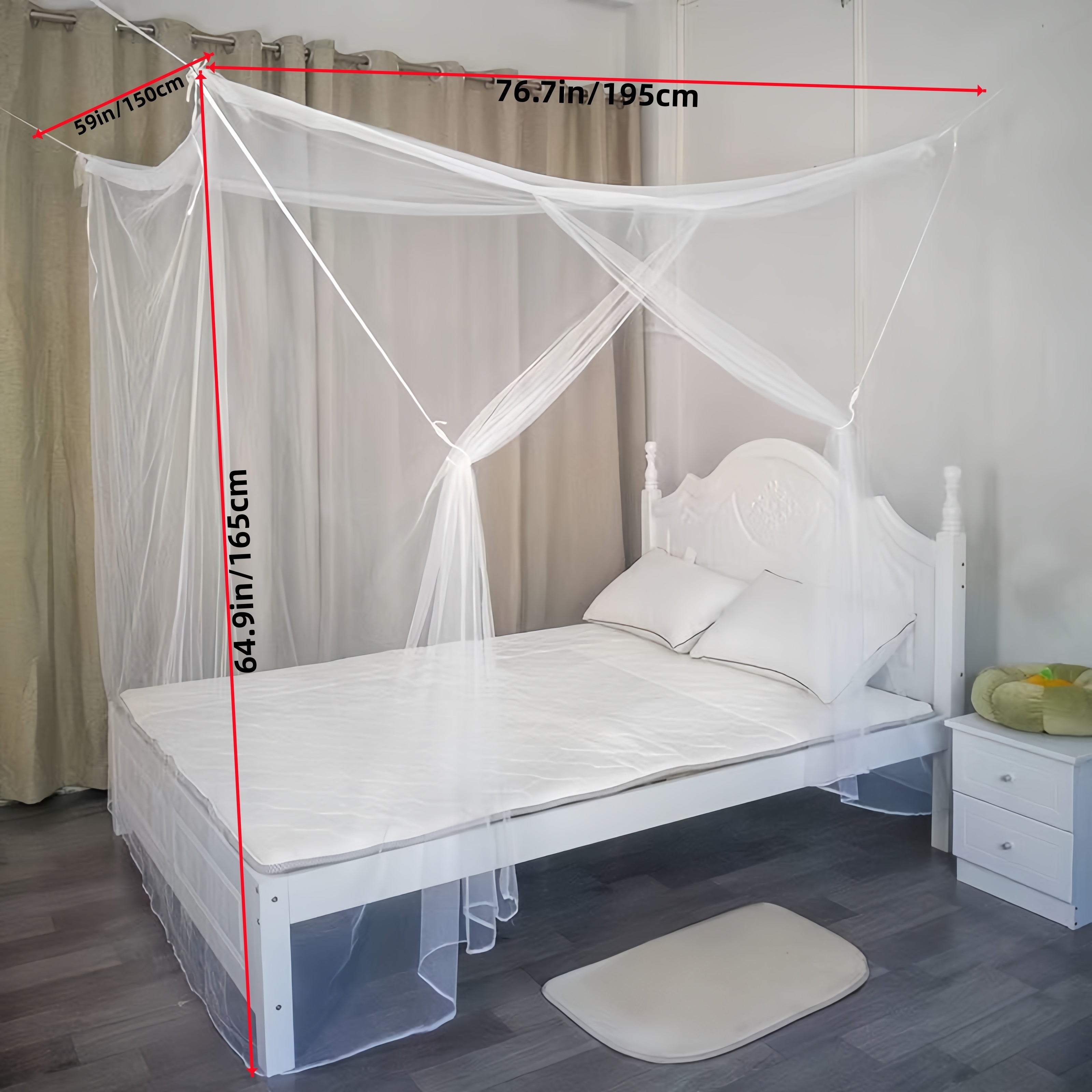 Double Bed Mosquito Net Rod Pocket Style for Dorms and Home, Machine Washable