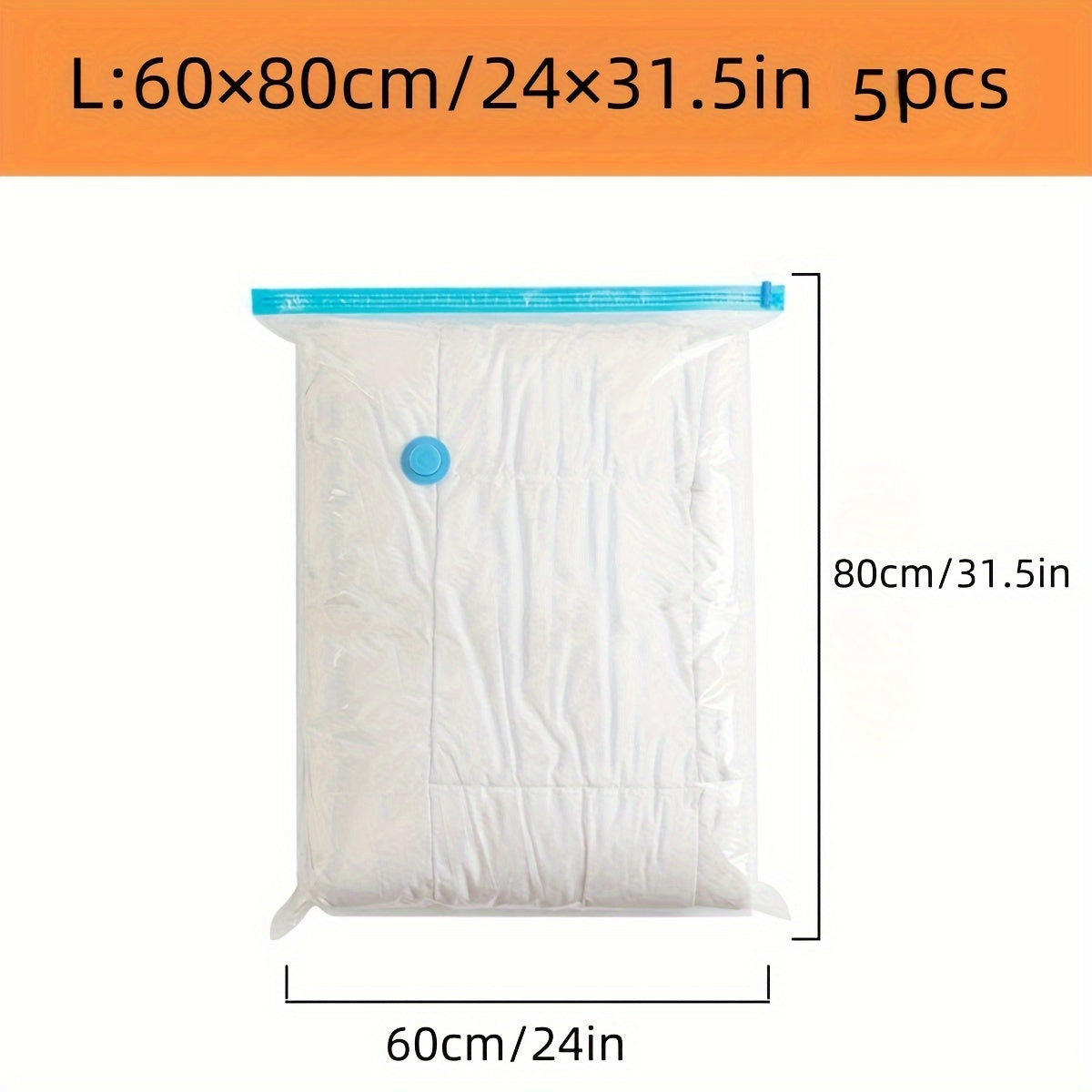 5 шт. вакуумных компрессионных мешков для хранения из пластика с застежкой-молнией для одежды, подушек, постельных принадлежностей