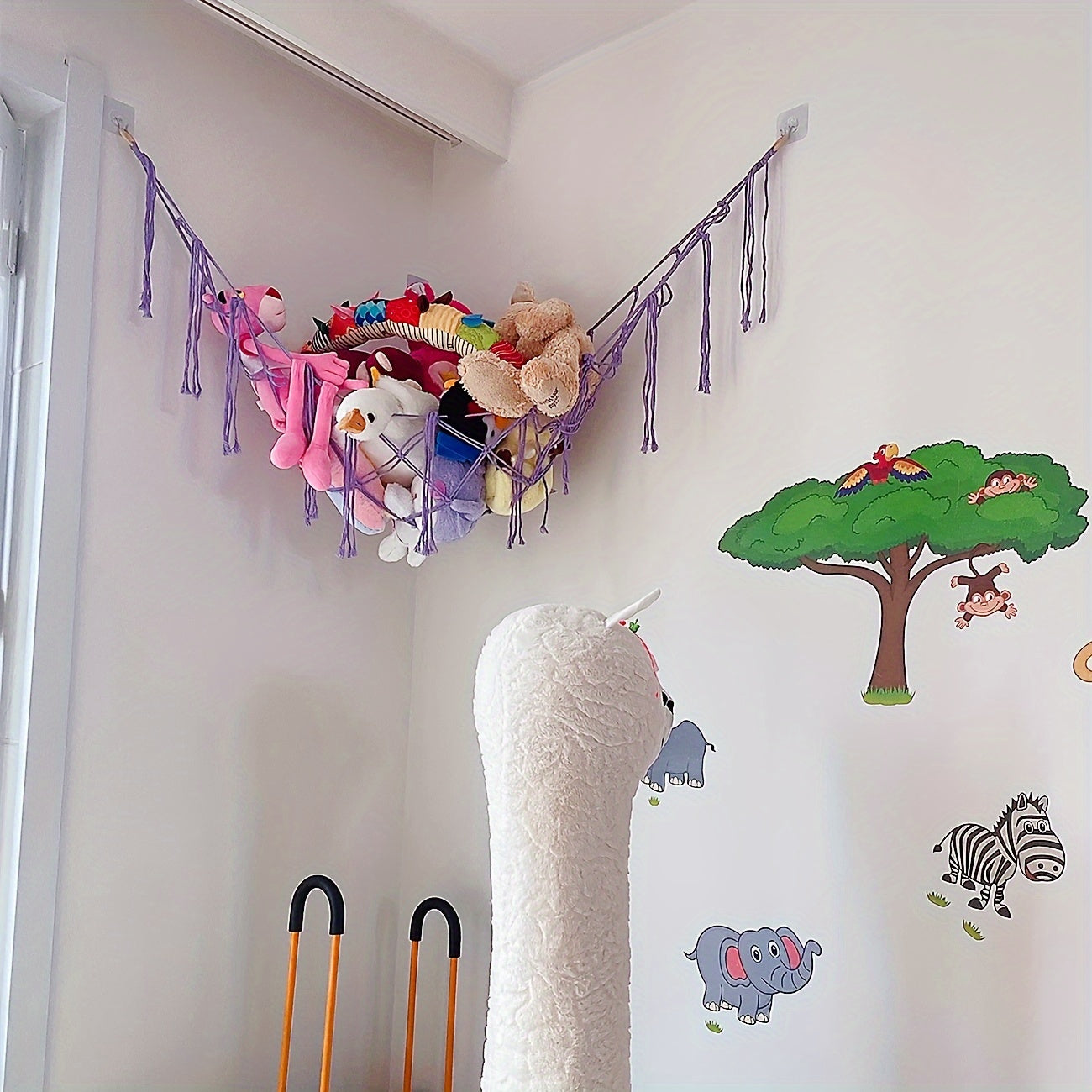 Plush Toy Storage Hammock Corner Organizer for Plush Toys Hats Socks