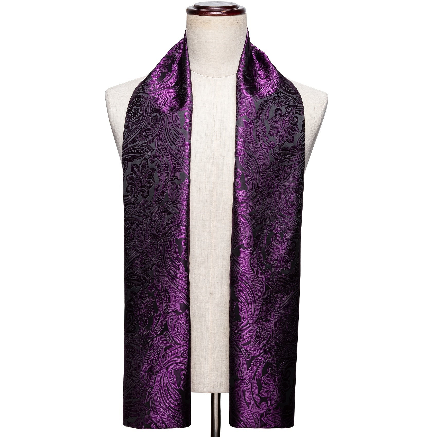 Men's Black Jacquard Paisley Floral Scarf for Autumn Winter