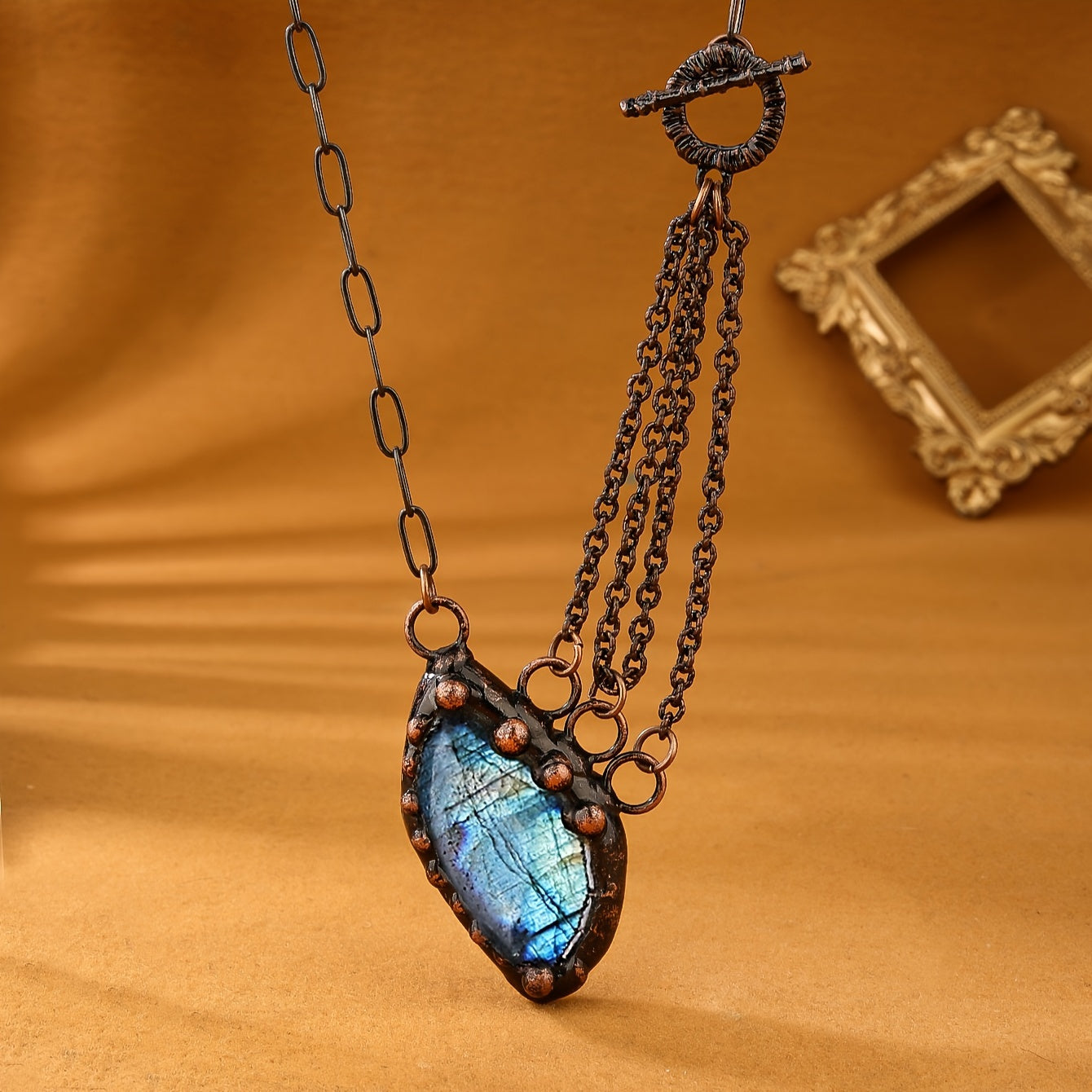 Multi-Layer Labradorite Necklace with Antique Bronze Finish for Parties and Gifts