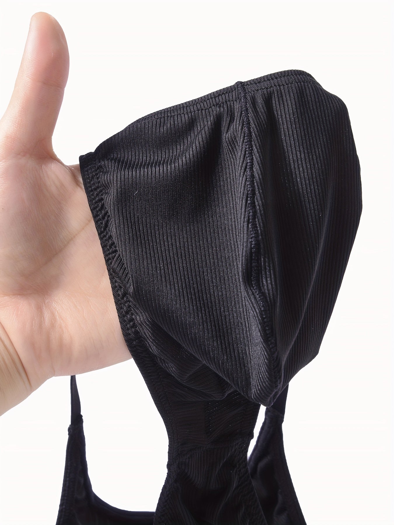 Men's Ribbed High Cut Boxer Briefs Low Waist Solid Color Polyamide Elastane