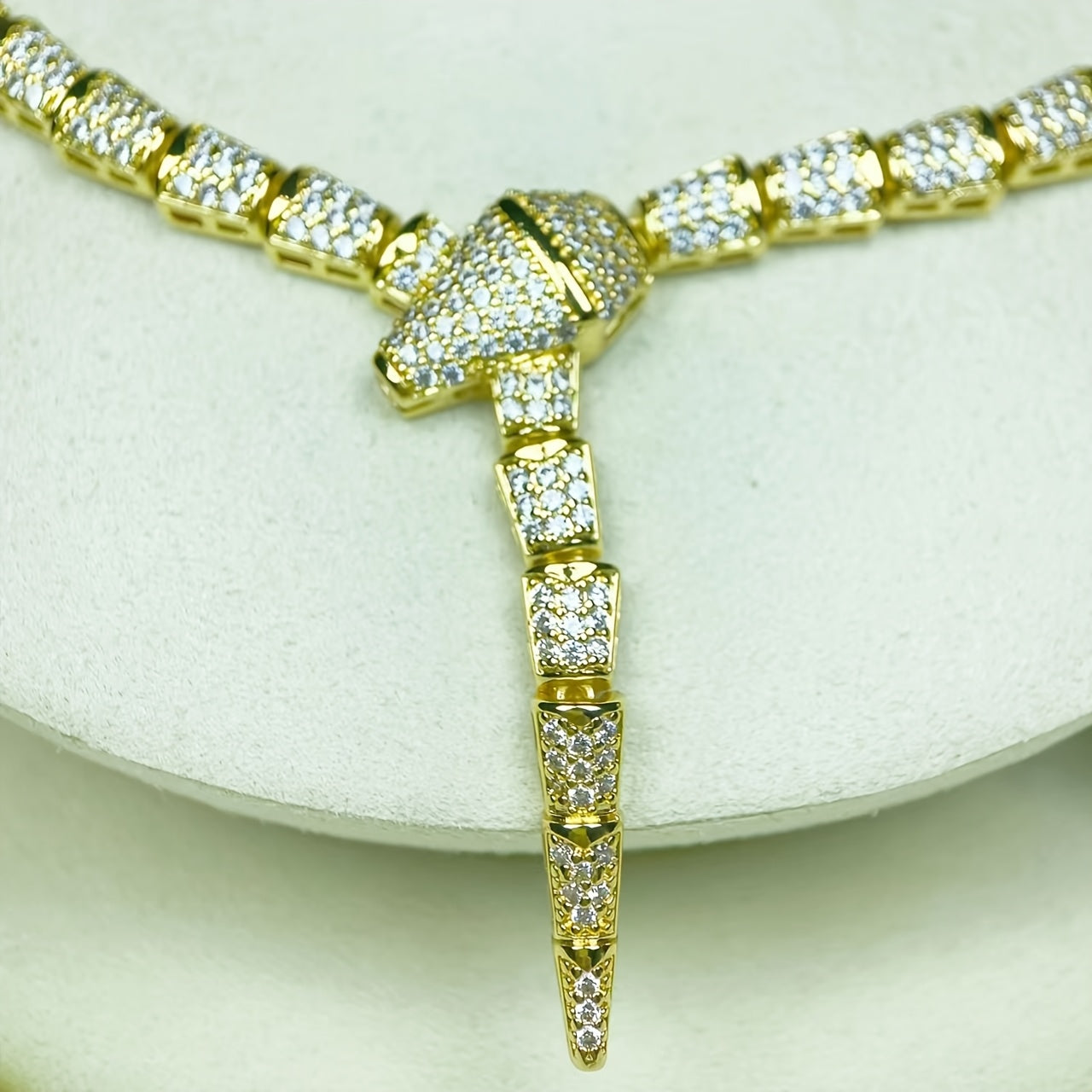 Gold Plated Copper Jewelry Set with Snake Design Necklace and Ring for Women