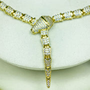 Gold Plated Copper Jewelry Set with Snake Design Necklace and Ring for Women