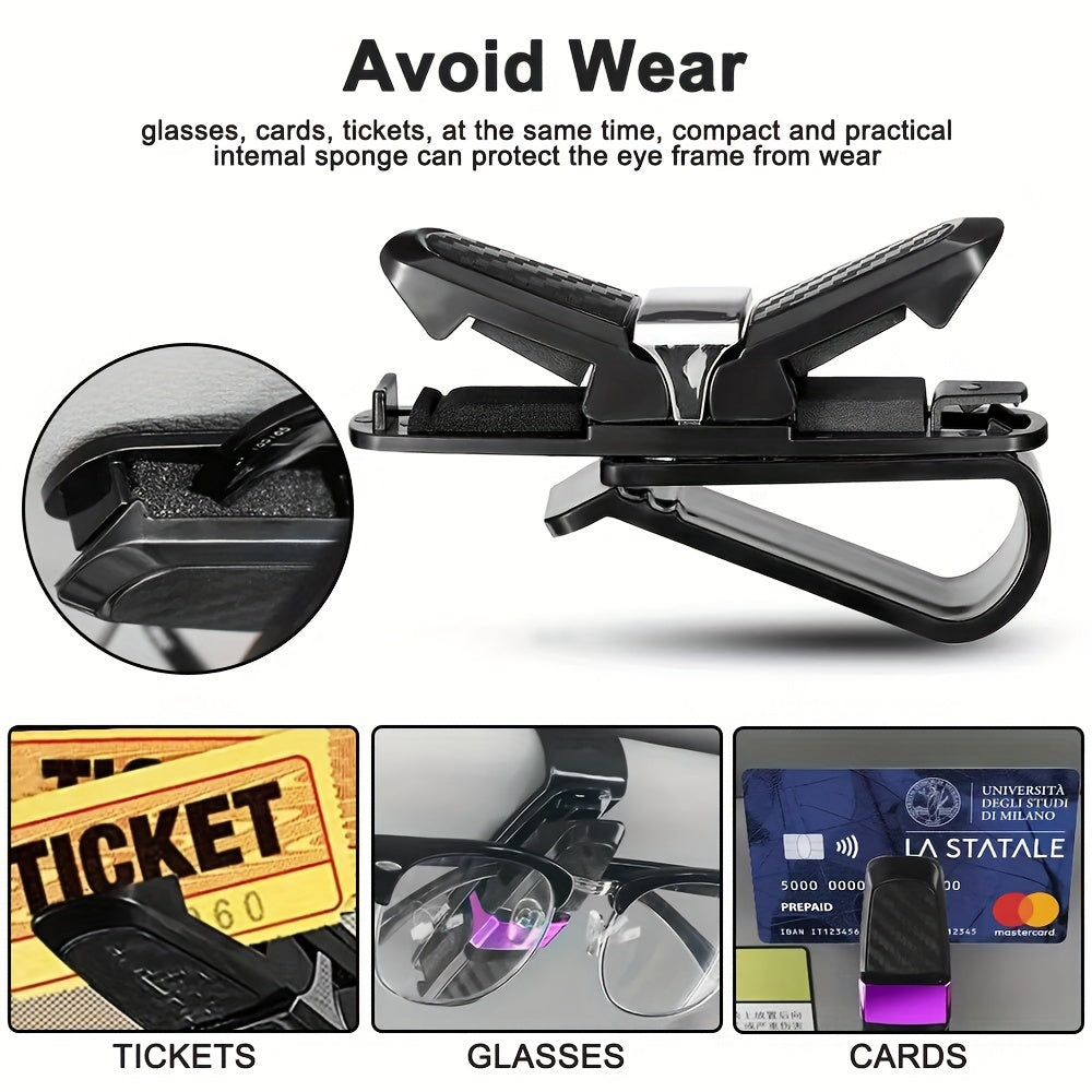 Car Sun Visor Glasses Case Holder Card Ticket Pen Clip Storage
