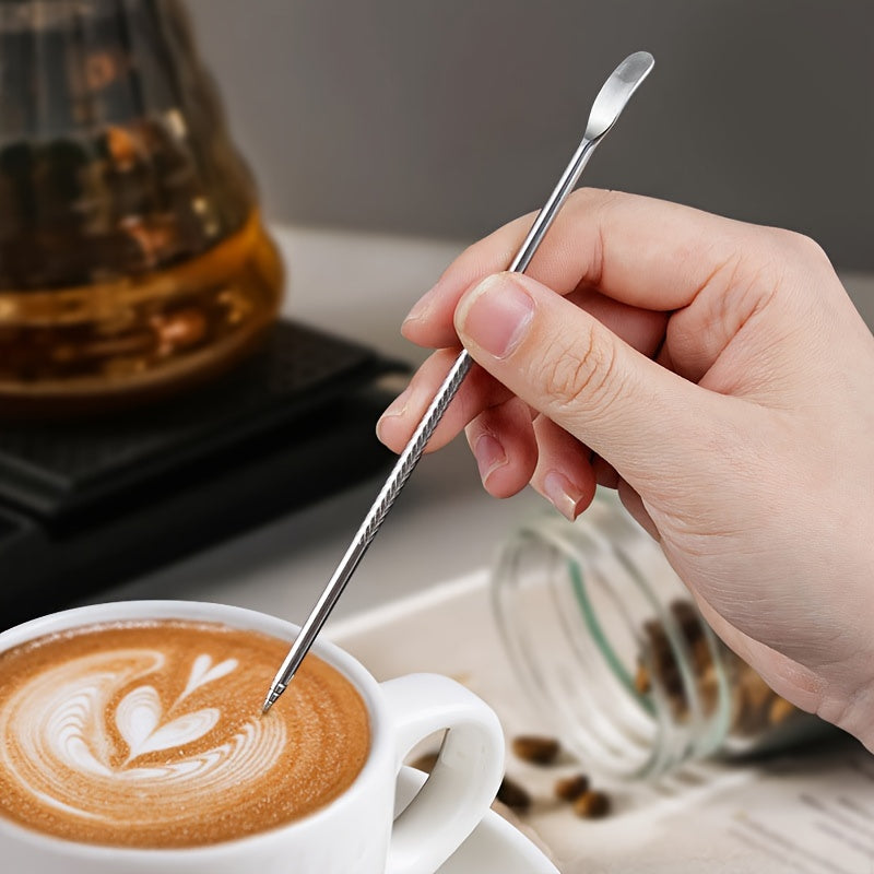 Stainless Steel Coffee Grinder Brush Set with Latte Art Pen and Cleaning Tools